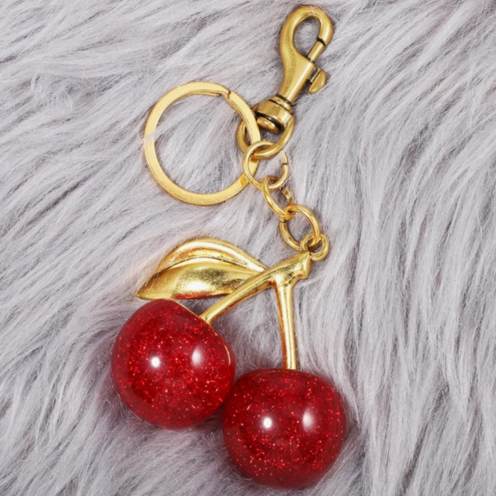 Cherry Keychain with Gold Accents - Picture 1 of 4
